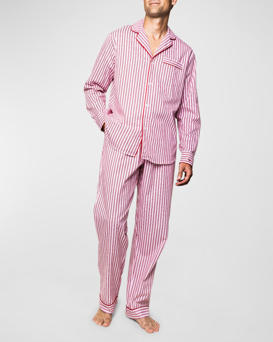 Men's Ticking-Stripe Pajama Set, R